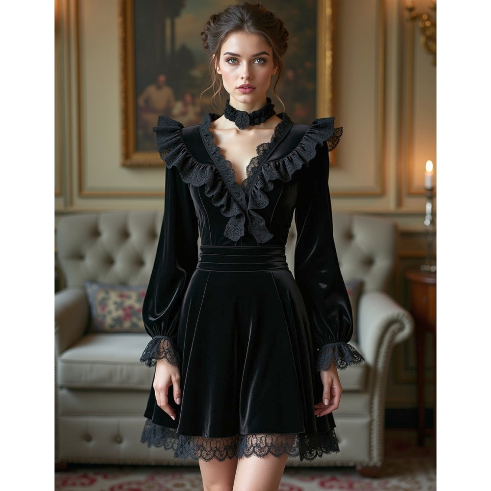 Attitude Corsets - Valeda Short dress - Black